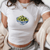 White Printed Y2K Crop Top