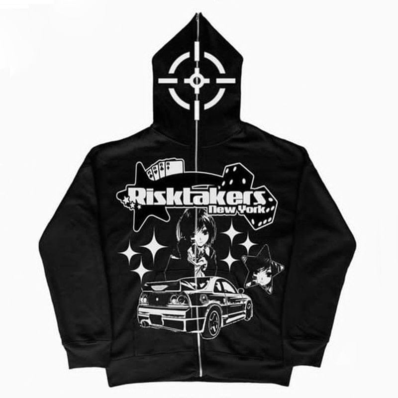 Graphic Zip Up Hoodie Y2K