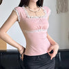 Lace Pink Y2K Shirt