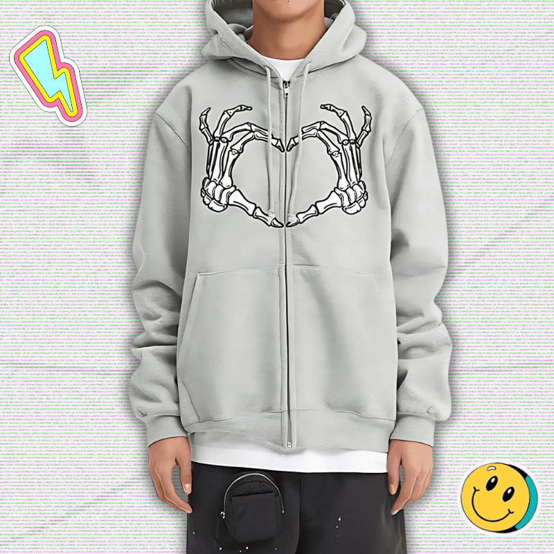 Skull Love Y2K Zip Up Hoodie