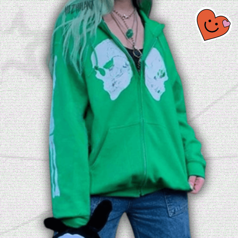 Vintage Zip-Up Skull 2000s Hoodie