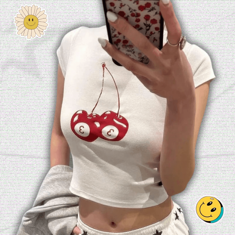 White Crop Tee Y2K