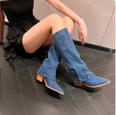 Y2K Blue Denim Boots