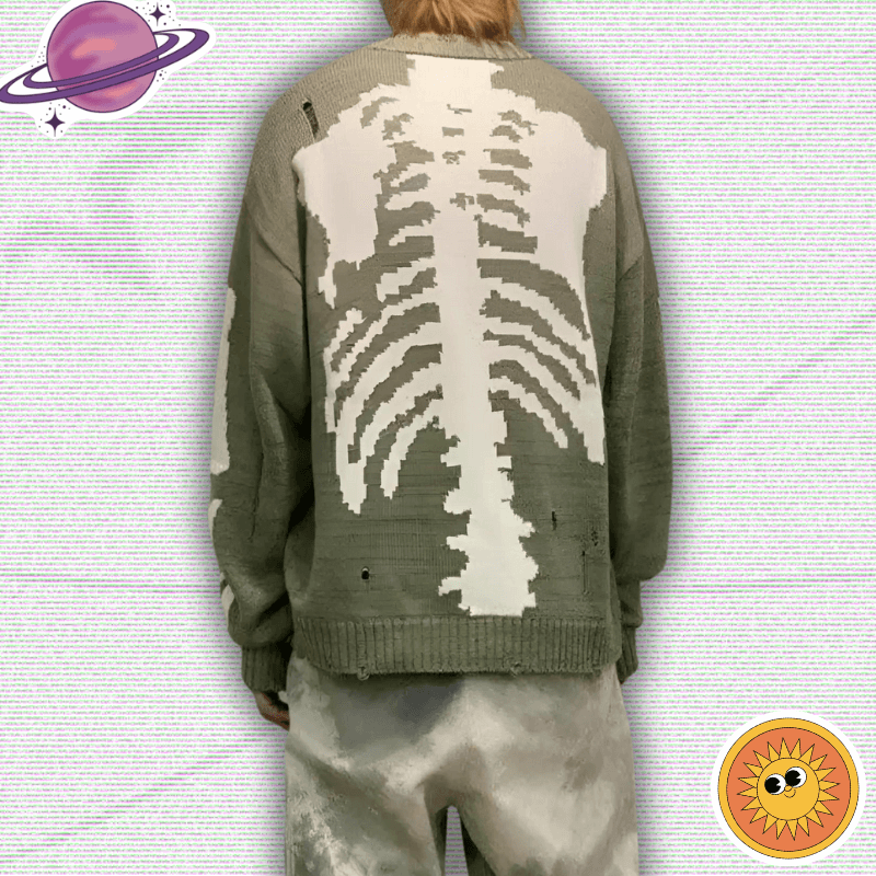 Y2K Bone Print Sweater