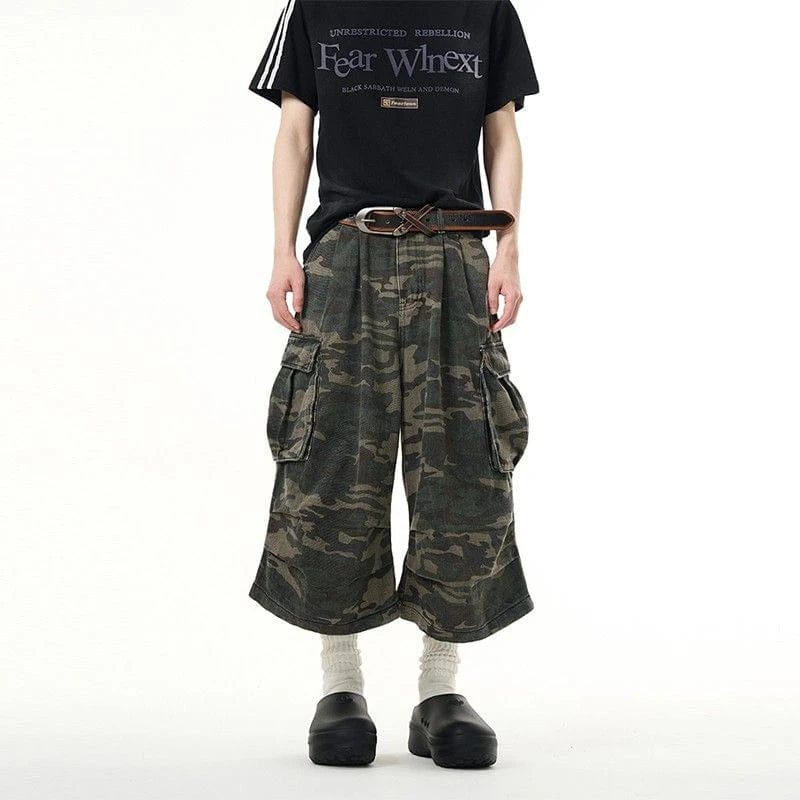 Y2k Camo Cargo Long Shorts