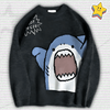 Y2K Cartoon Shark Print Sweater