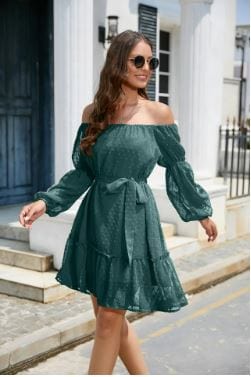 Y2K Off Shoulder Chiffon Dress