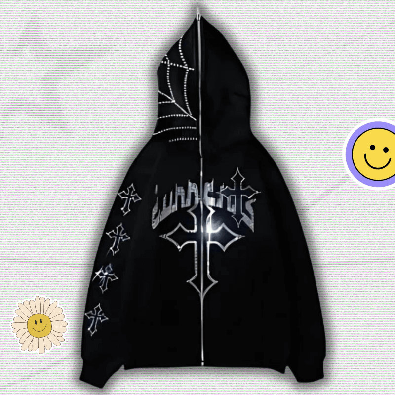 Y2K Strass Kreuz Hoodie