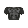 Y2K Rhinestone Skeleton Crop Top