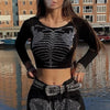 Y2K Rhinestone Skeleton Crop Top