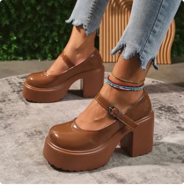 Y2K Round Toe Chunky Heels