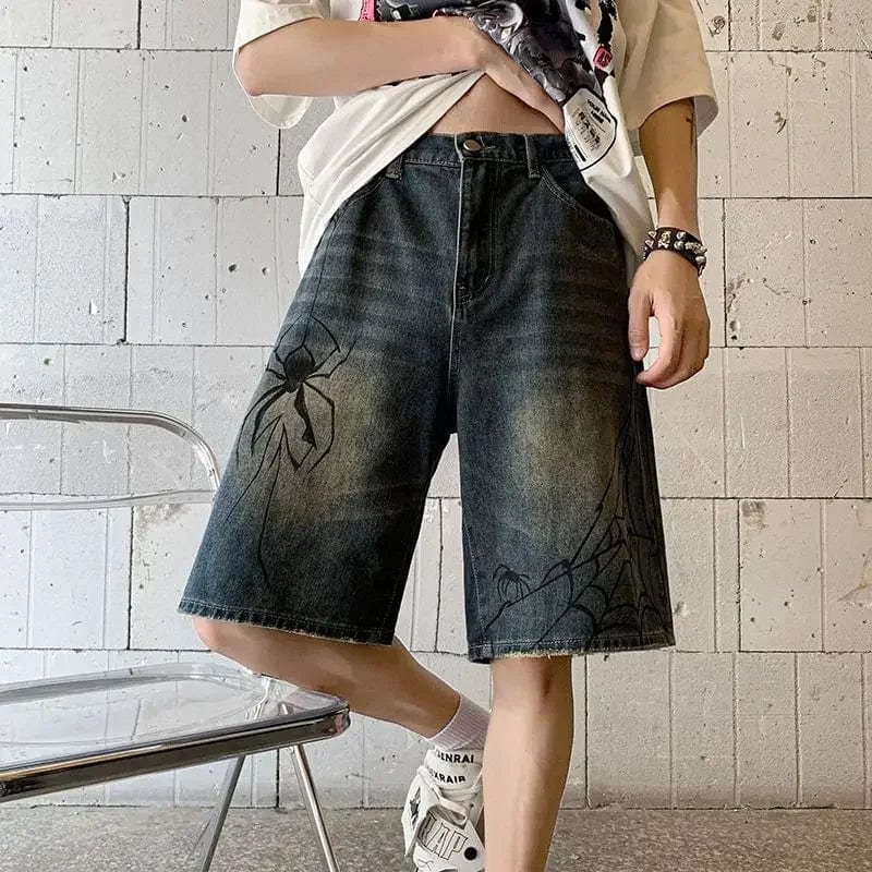 Y2k Spider Printed Jorts