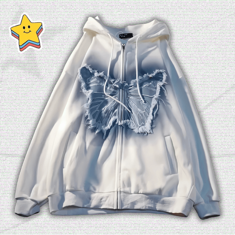 Y2K Zip Up Butterfly Hoodie